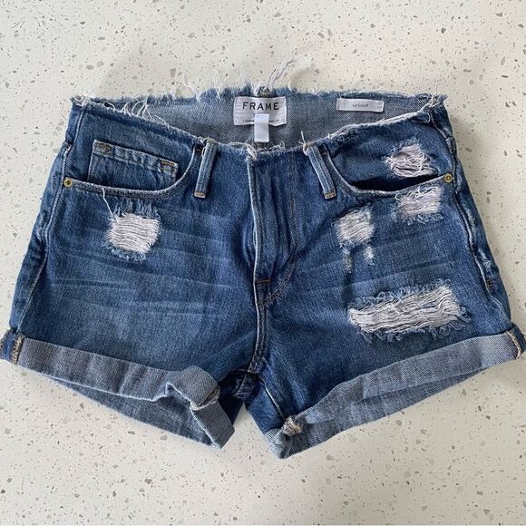 Frame Denim Le Cutoff Glenbarr Distressed Shorts - Picture 2 of 10